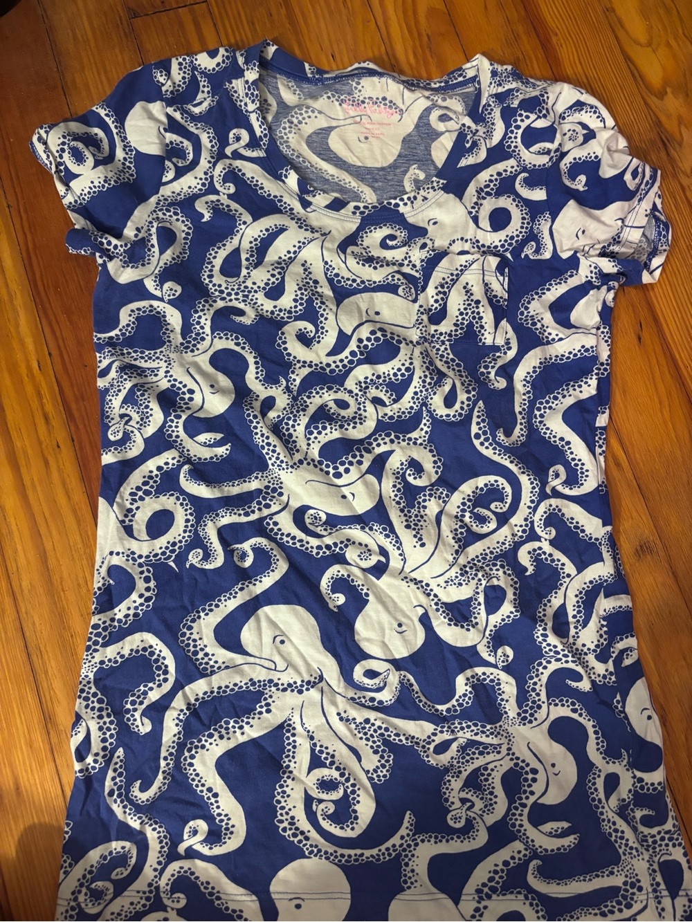 Lilly Pulitzer Blue and White Octopus Short-Sleeve Tee